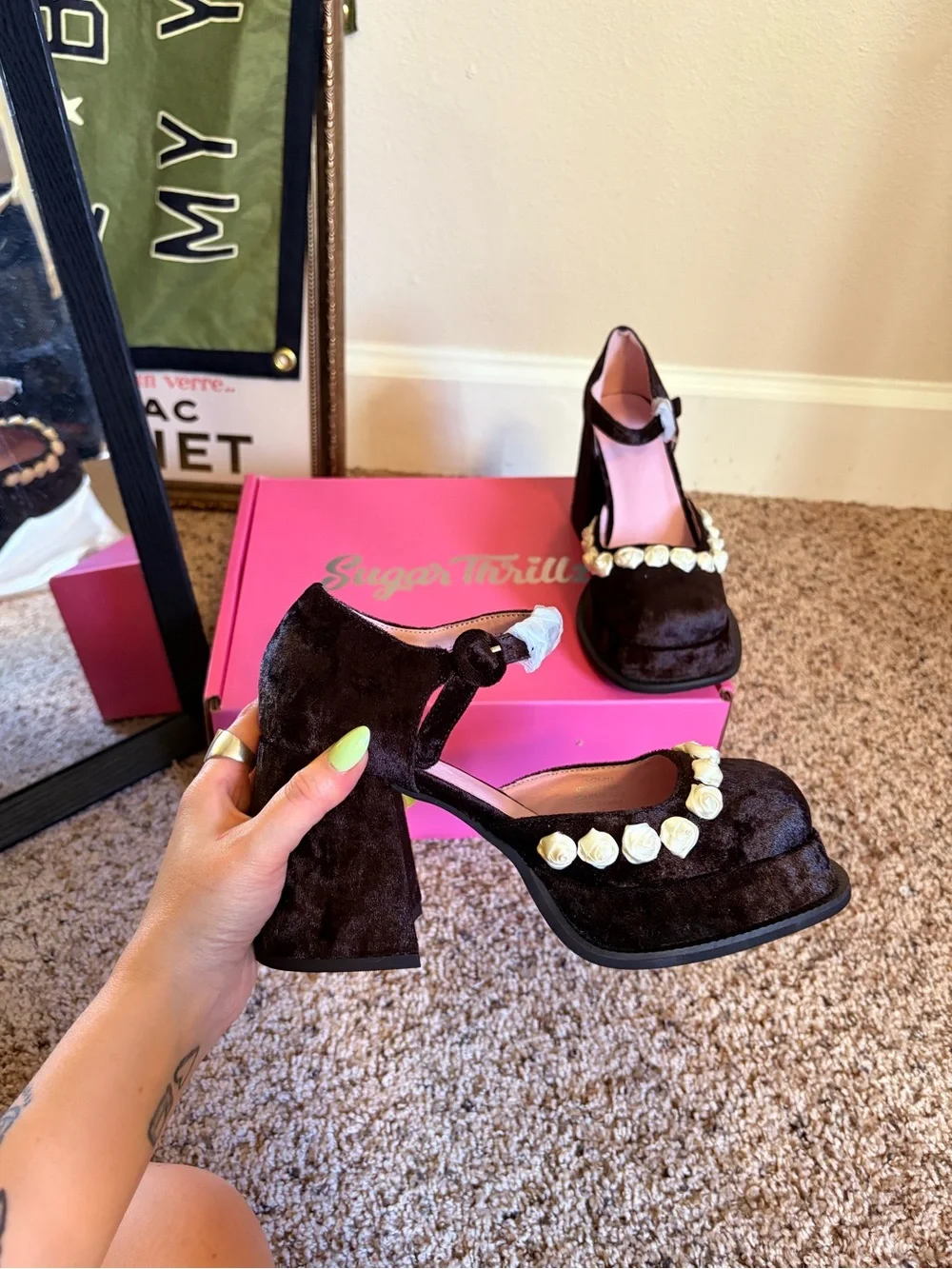 Sugar Thrillz Refined Rose Platform Mary Janes